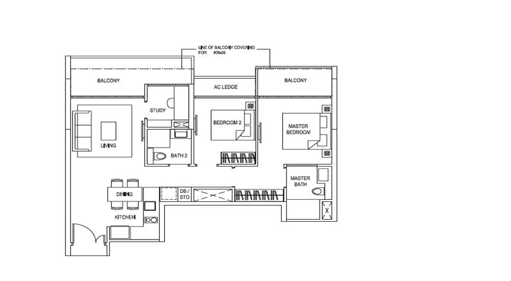 New Launch Condo - Goodwood Grand - Floorplan - 2-Bedroom + Study