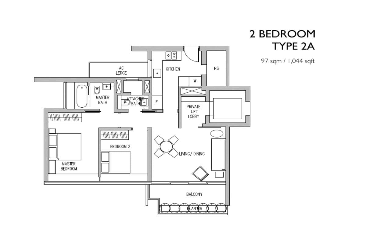 Leedon Residence - Floorplan - 2 Bedroom