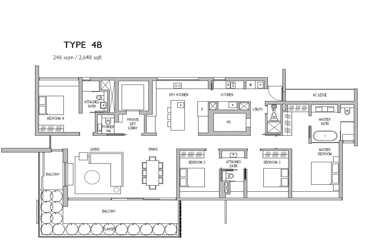 Leedon Residence - Floorplan - 4 Bedroom