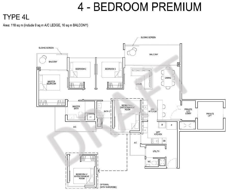 Grandeur Park Residences - Floorplan - 4 Bedroom Premium