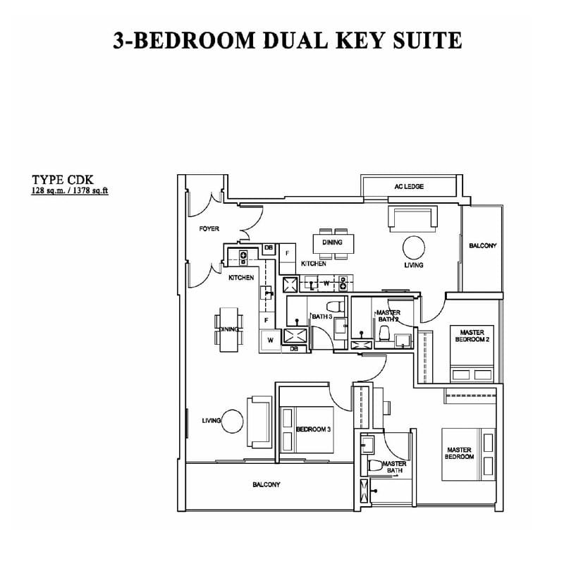 The Venue Residences - Floorplans - 3 Bedroom DualKey
