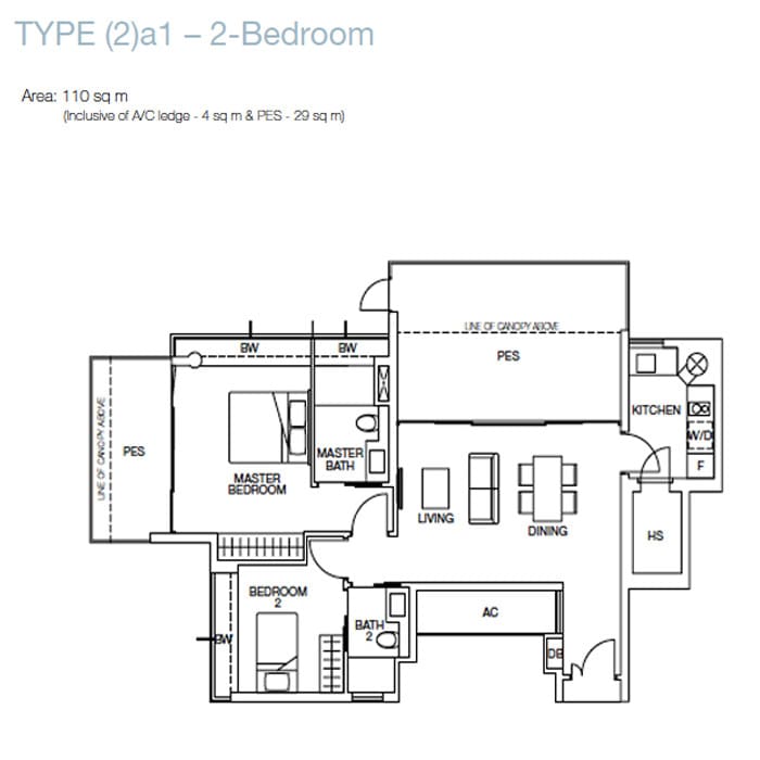 One Balmoral - Floorplan - 2 Bedroom