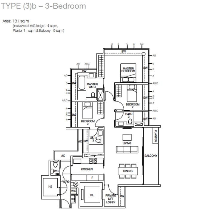 One Balmoral - Floorplan - 3 Bedroom