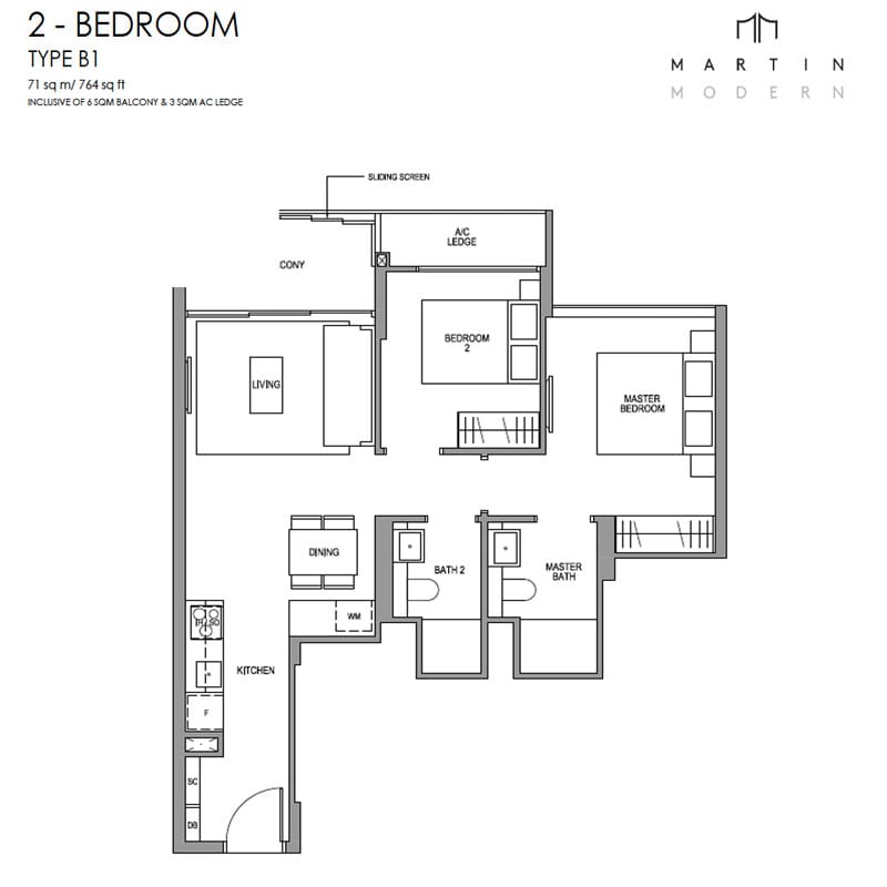 Martin Modern - Floorplan - 2 Bedroom