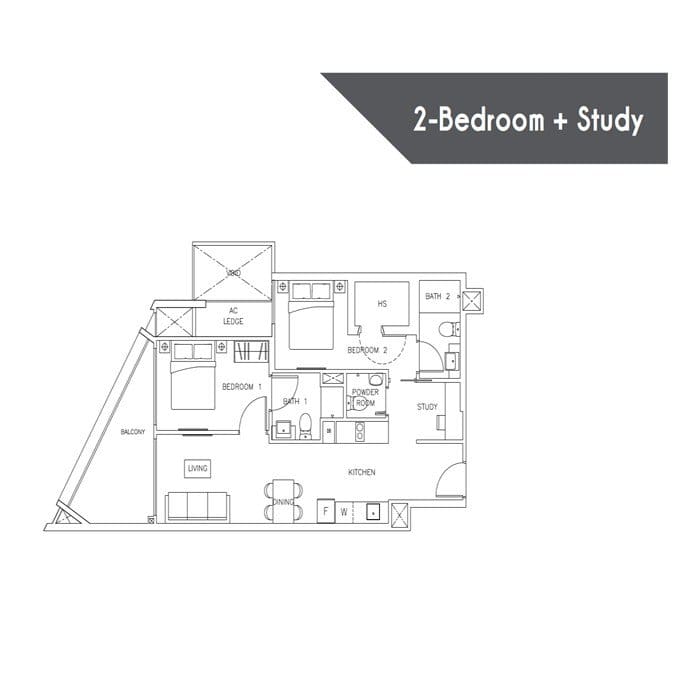Rezi35 - Floorplans - 2 Bedroom with Study
