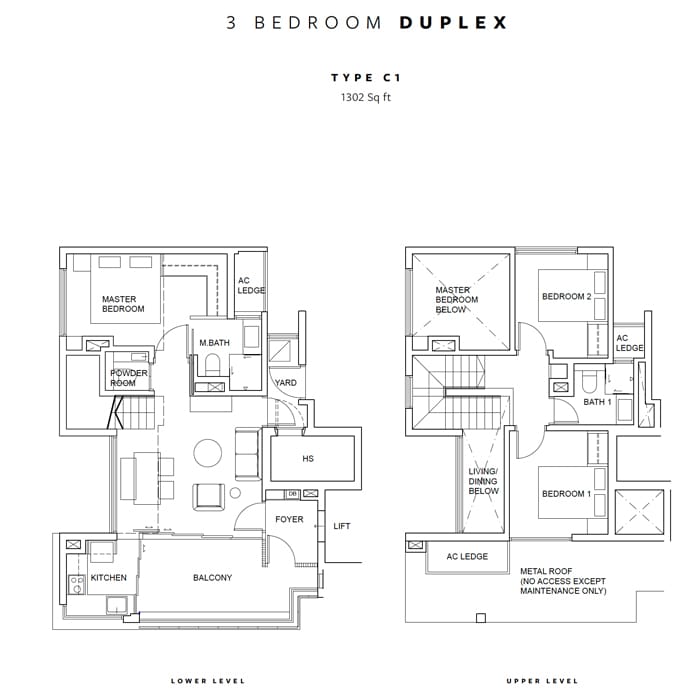 FiveNine - Floorplans - 3 Bedroom Duplex