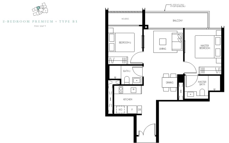 Amber 45 - Floorplan - 2 bedroom