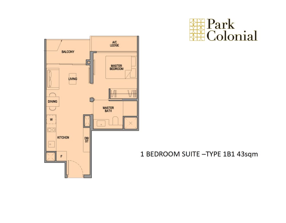 Park Colonial - 1 Bedroom -Floorplan