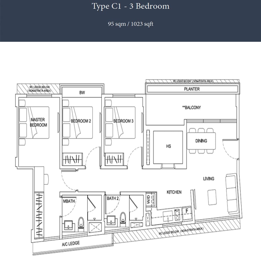 Parkwood Residences - Floorplan - 3 Bedroom