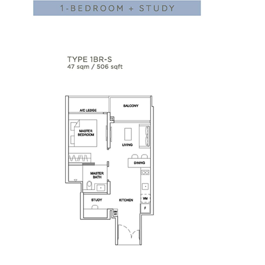 Stirling Residences - Floorplan - 1 Bedroom With Study