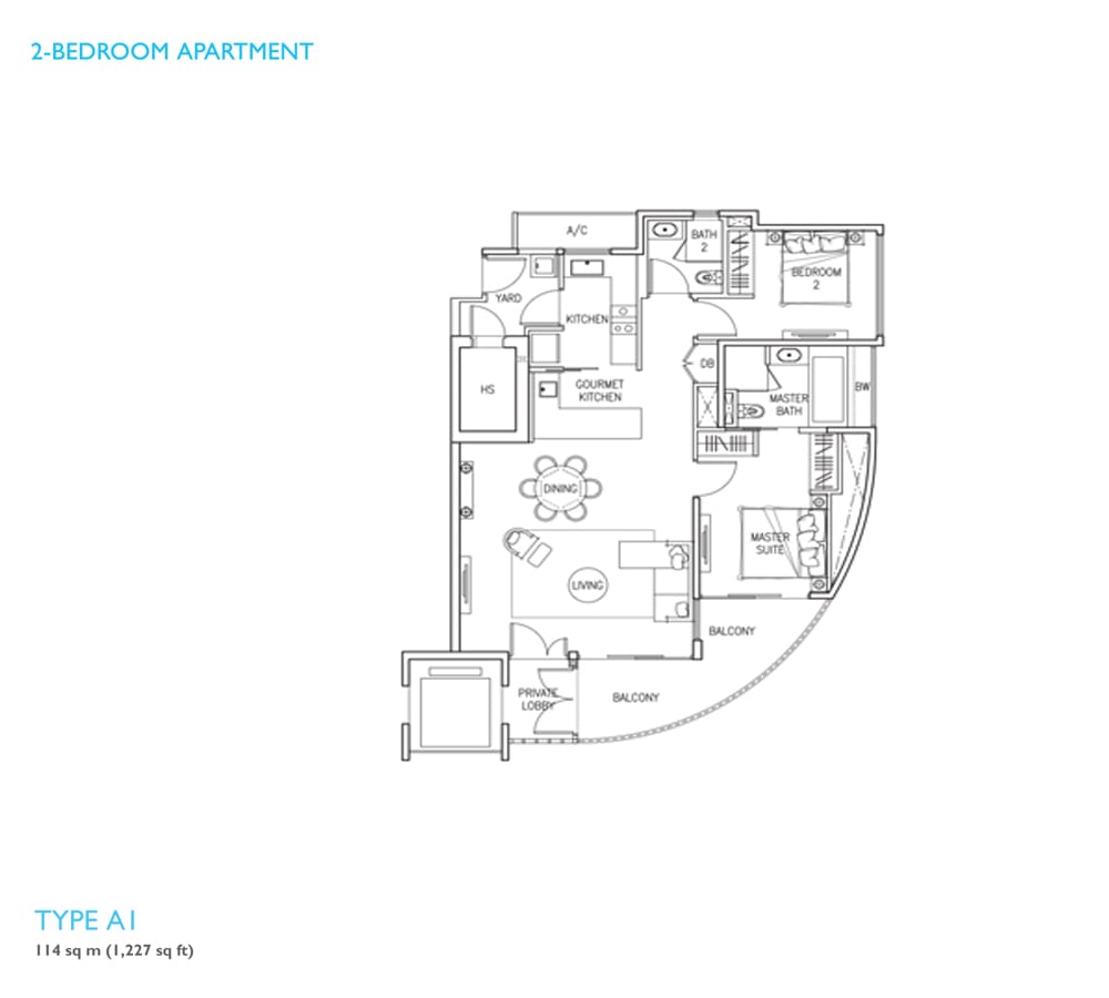 W Residences Sentosa Cove - Floorplan - 2 Bedroom