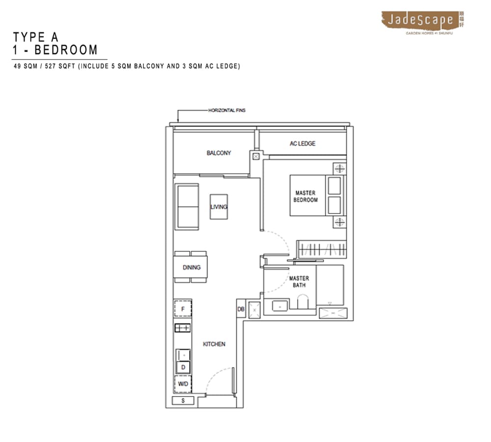 Jadescape - Floorplan 1 Bedroom