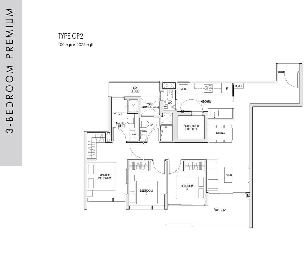 Kent Ridge Hill Residences - Floorplans - 3 Bedroom Premium