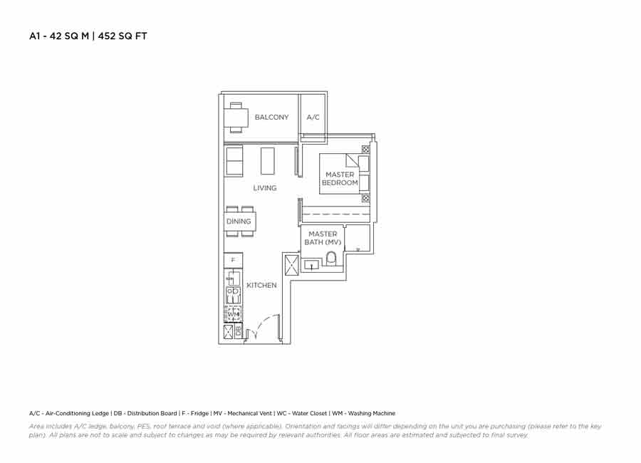 3 Cuscaden - Floorplan - 1 Bedroom