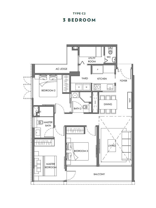 Nyon - Floor Plans - 3 Bedroom - Type C2