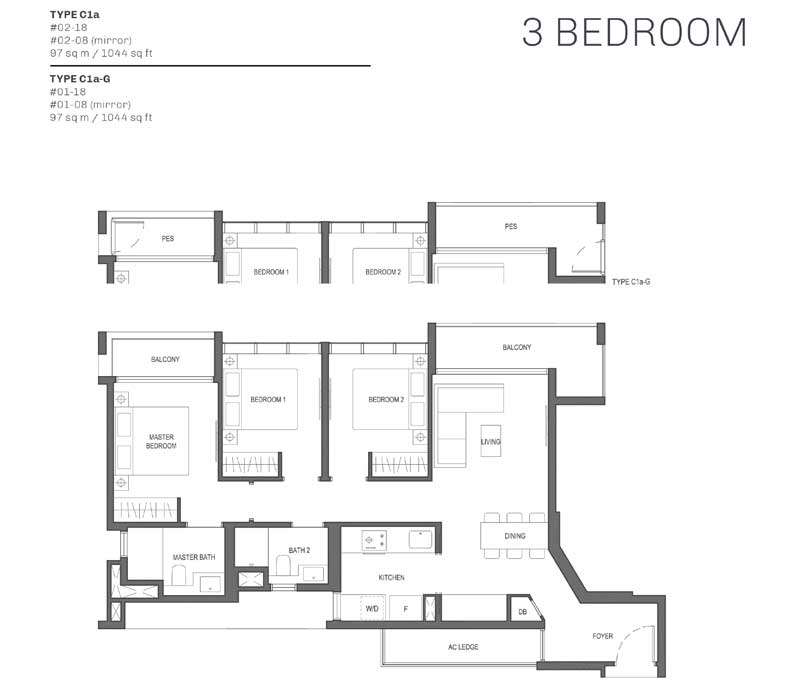 The Essence - Floor Plan - 3 bedroom