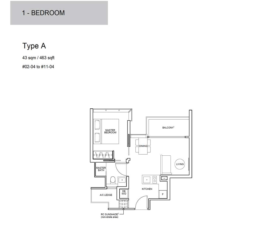 Wilshire Residences - Floor Plan - 1-Bedroom