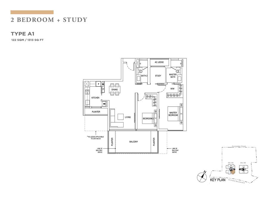 Boulevard 88 - Floorplan - 2Bedroom with Study