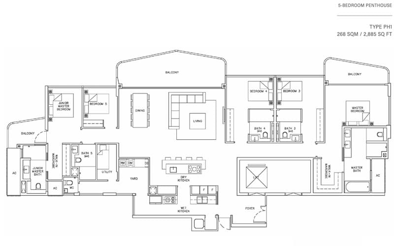 Coastline Residences - Floor Plan- 5 Bedroom