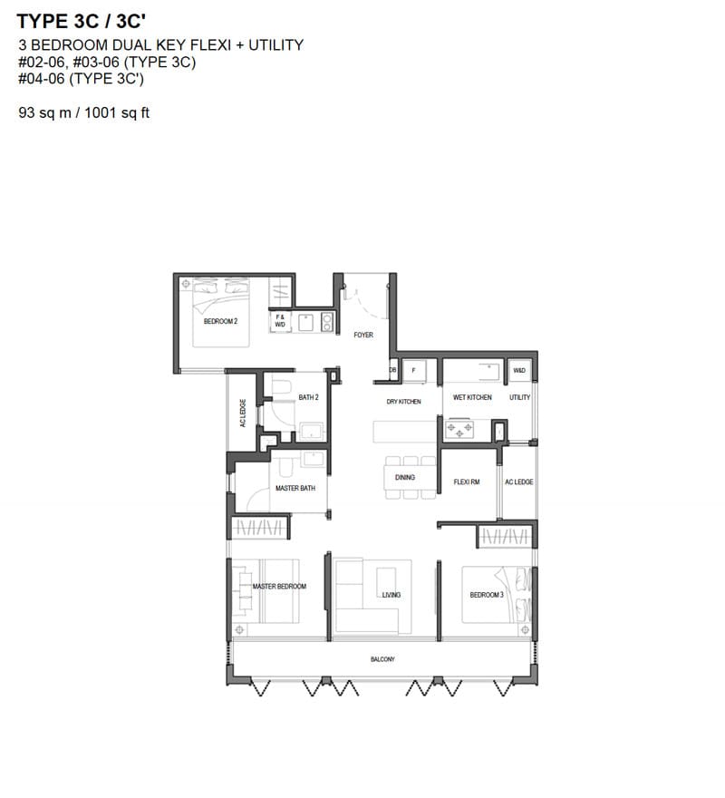Olloi - Floor Plan - 3 Bedroom Dual Key with Utility