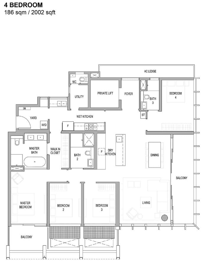 Riviere - Floor Plan - 4 Bedroom