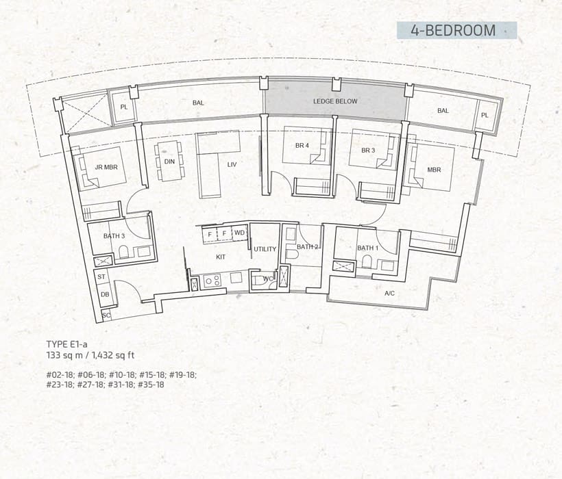 One Pearl Bank - Floor Plan - Four Bedroom