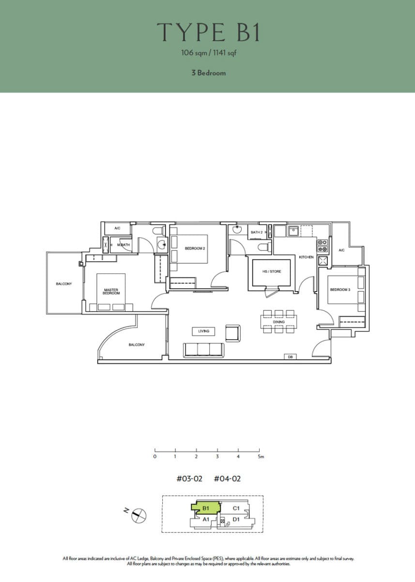Seraya Residences - Floor Plan - 3 Bedroom - B1