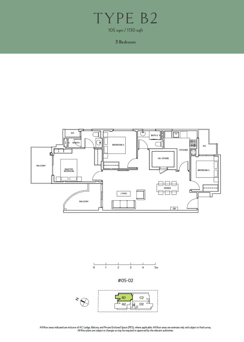 Seraya Residences - Floor Plan - 3 Bedroom - B2