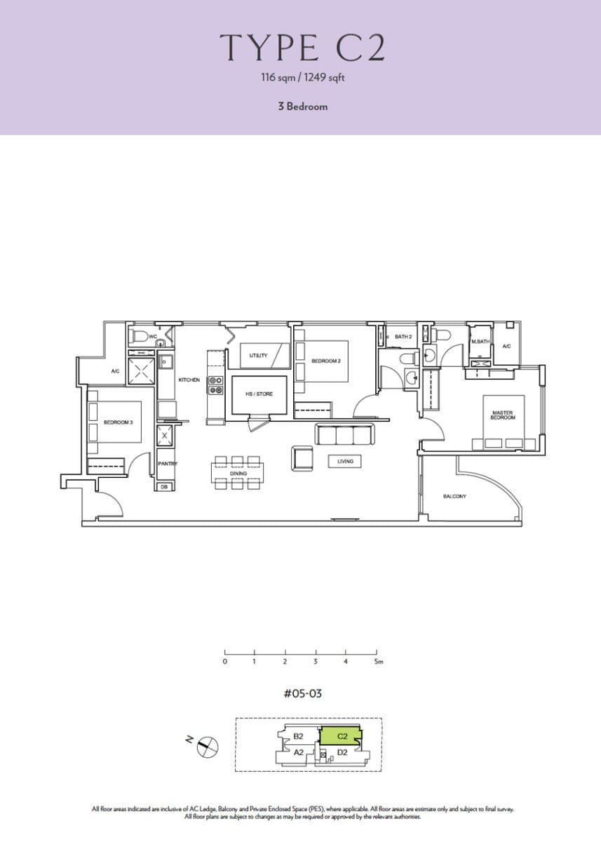 Seraya Residences - Floor Plan - 3 Bedroom - C2