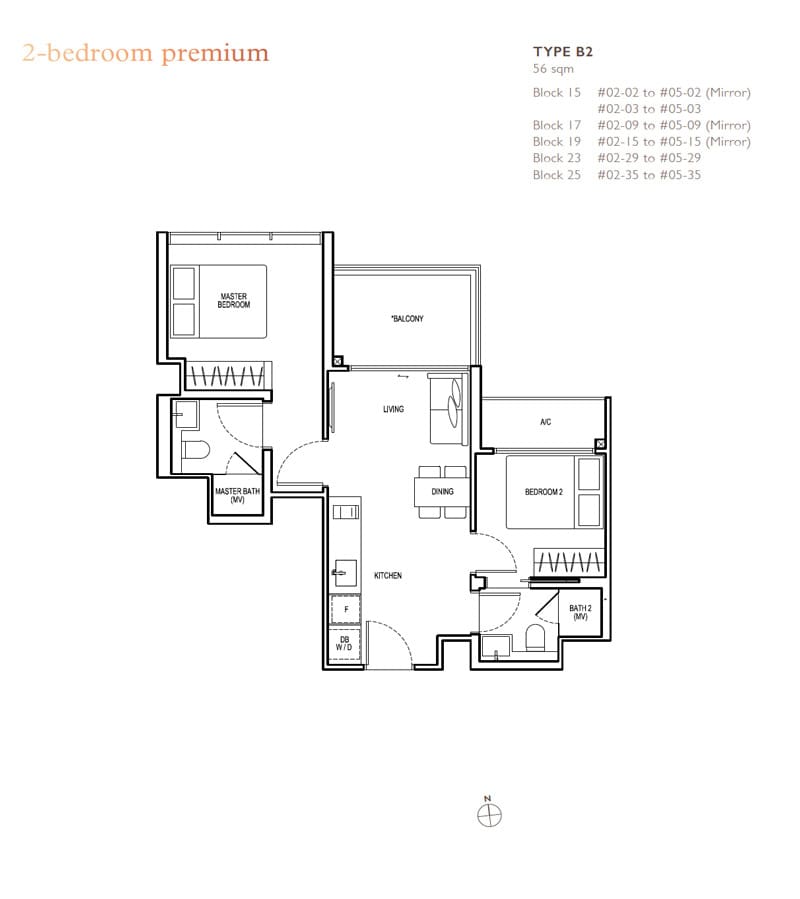 View at Kismis - Floor Plan - 2 Bedroom Premium