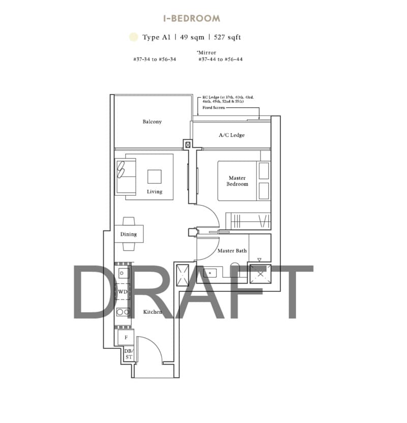 Avenue South Residence - Floor Plan - 1 Bedroom