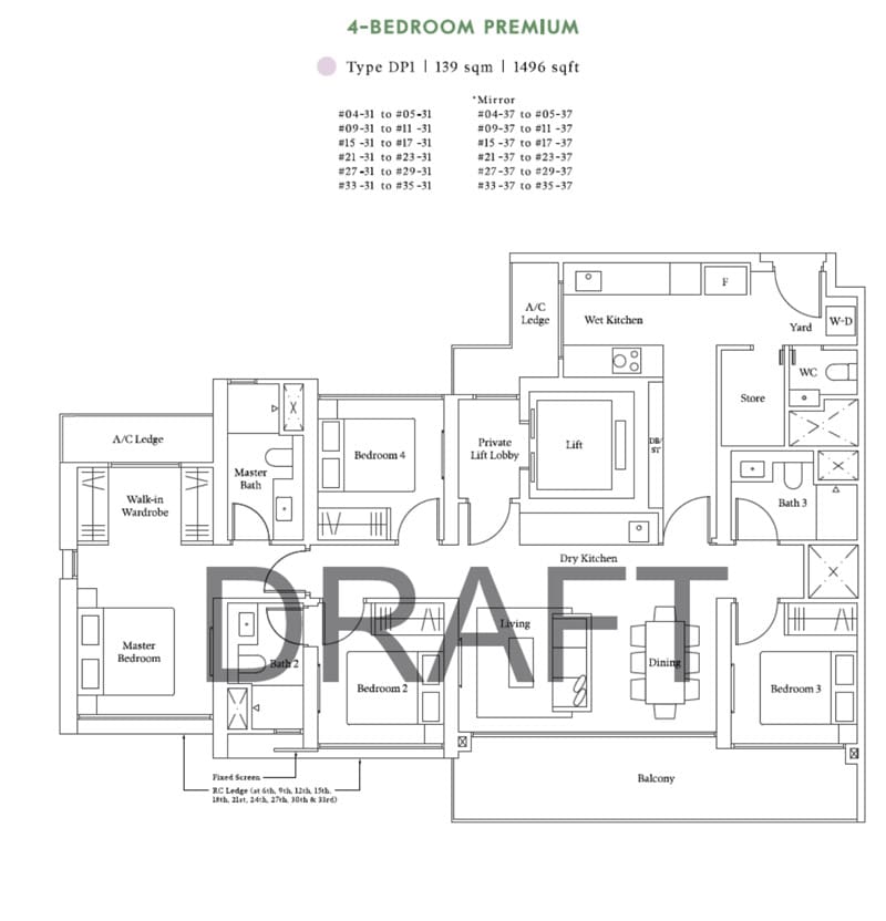 Avenue South Residence - Floor Plan - 4 Bedroom