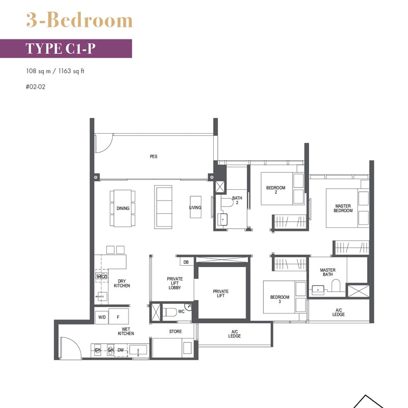 Pullman Residences - Floor Plan - 3 Bedroom