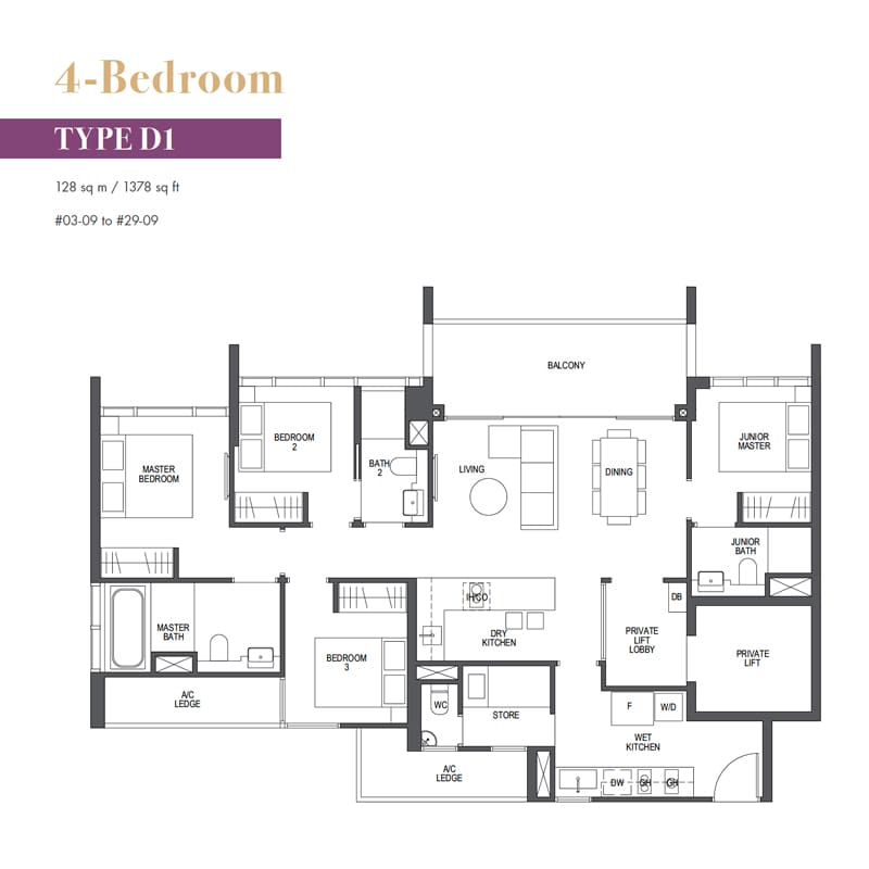 Pullman Residences - Floor Plan - 4 Bedroom
