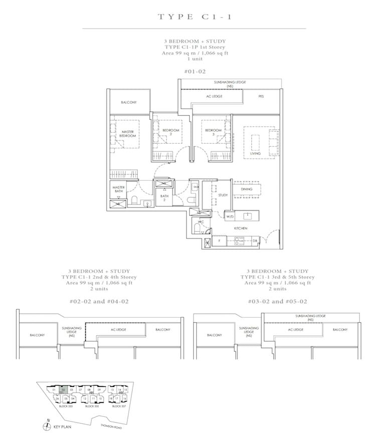 Peak Residence - Floor Plan - 3 Bedroom with Study