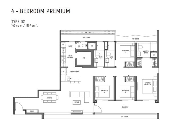 Blossoms By The Park - 4 Bedroom Premium Floor Plan