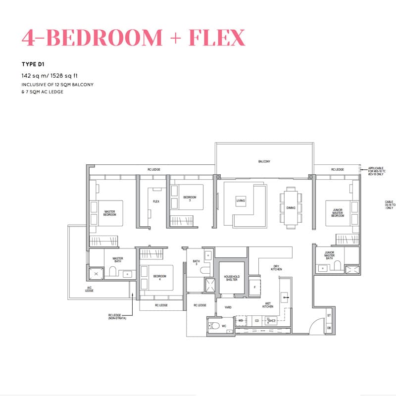 Lentor Modern - Floorplan - 4 Bedroom Flexi