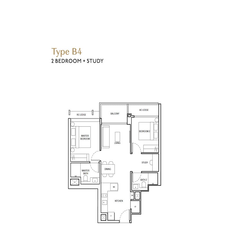 The Continuum - 2 Bedroom + Study Floor Plan