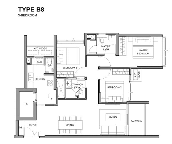 The Hillshore - 3 Bedroom Floor Plan