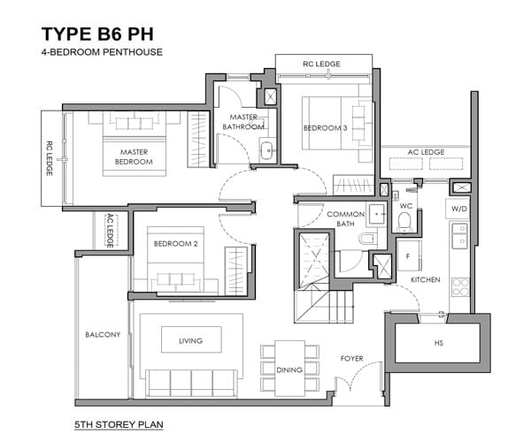 The Hillshore - 4 Bedroom Penthouse (5th Level) Floor Plan