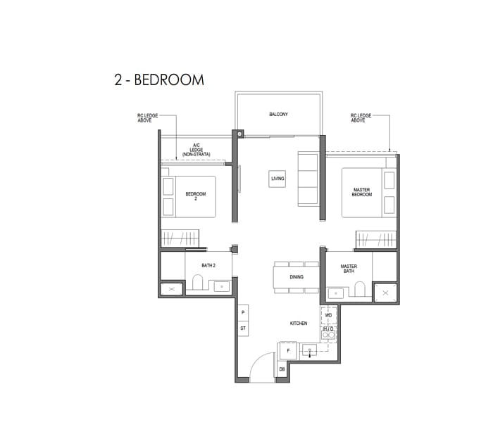 Lentor Mansion - 2 Bedroom Floor Plan