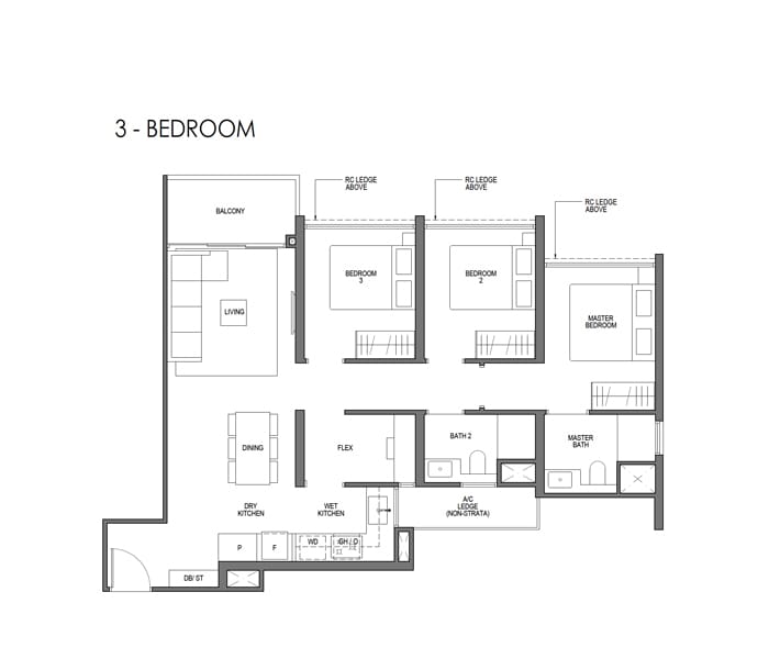 Lentor Mansion - 3 Bedroom Floor Plan