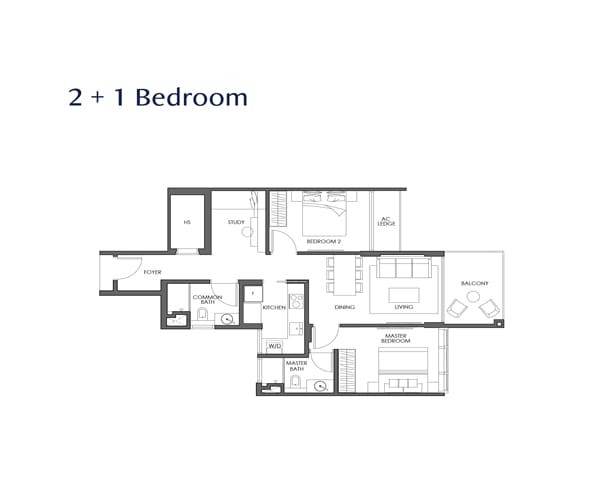 Parq Bella - 2 Bedroom with Study Floor Plan