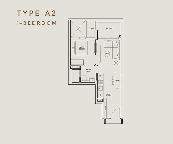 The Landmark - 1 Bedroom Floor Plan