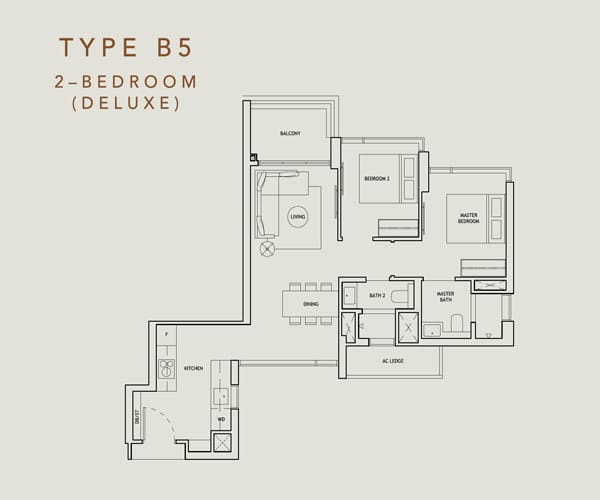 The Landmark - 2 Bedroom Deluxe Floor Plan