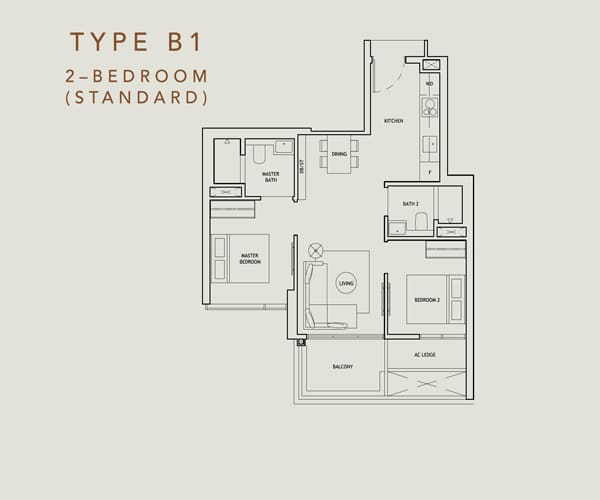 The Landmark - 2 Bedroom Standard Floor Plan